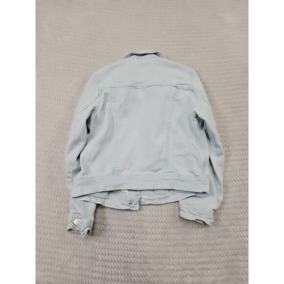 Jean Jacket Girls XS 4/5 Light Wash Denim Star Patches Stretch - Picture 6 of 7